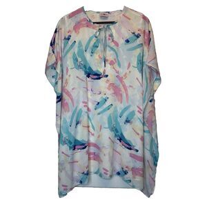 Buddy Love Pixie Dress Size S/M White Pink Teal Paint Strokes 90s Art Deco Mini